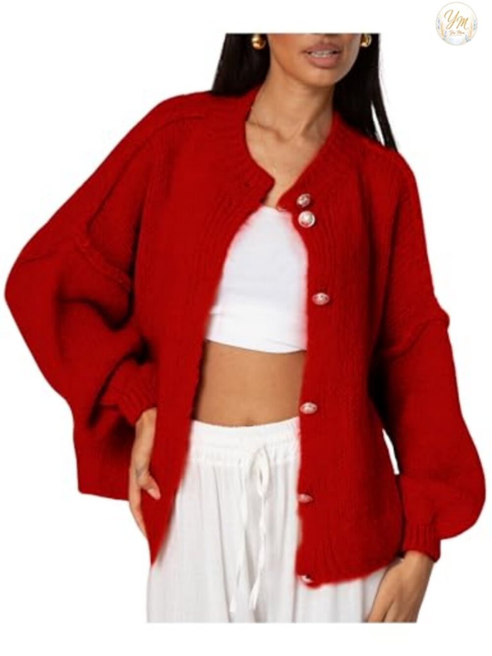Women's Knit Cardigan Sweater Button Up Long Sleeve Oversized Lightweight